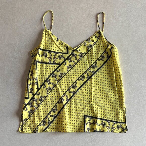 Ganni Silk Mix Top in Minion Yellow ASO Emily in Paris - Picture 8 of 10
